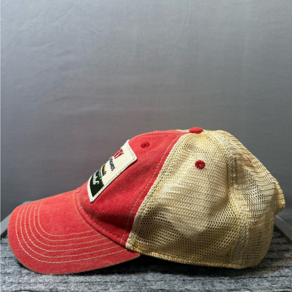 Headmost Red Beige Trucker Hat Men One Size Mesh Back Adjustable Casual Cap